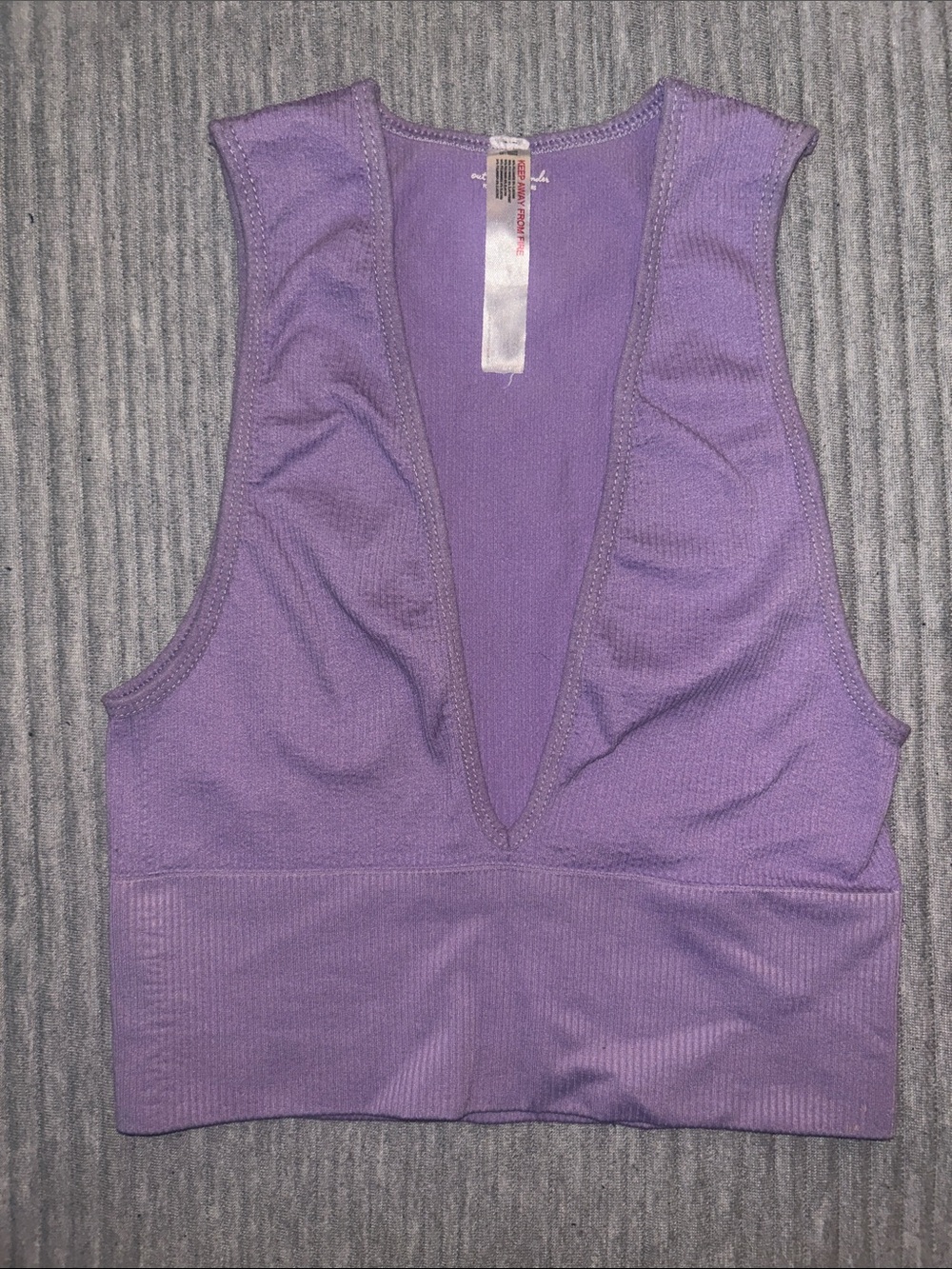 Urban Outfitters Lavender Ribbed V-Neck Crop Top